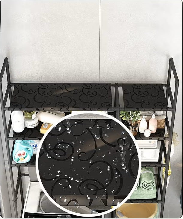 A space-saving stand designed to be placed over the washing machine