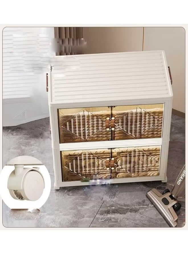 Multi-Layer Plastic Storage Cabinet with Doors and Wheels
