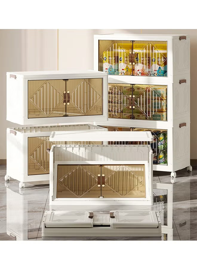 Multi-Layer Plastic Storage Cabinet with Doors and Wheels