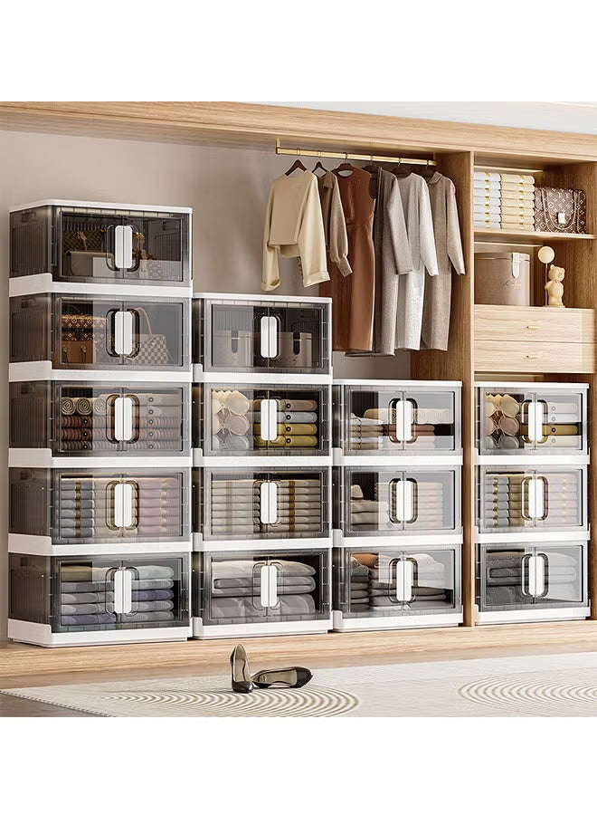 Collapsible clear plastic storage box