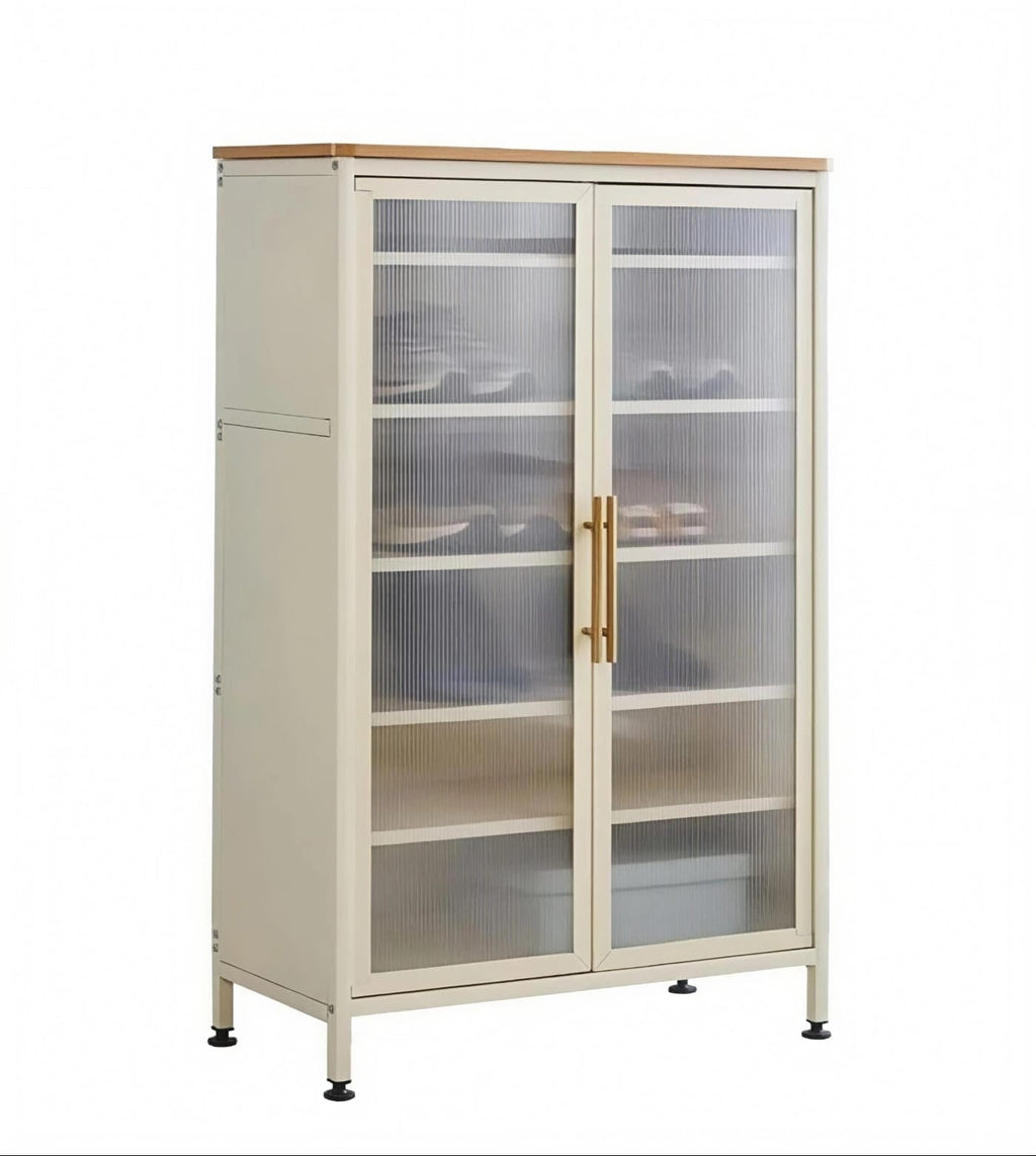 Premium metal storage cabinet with three transparent doors
