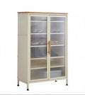 Premium metal storage cabinet with three transparent doors