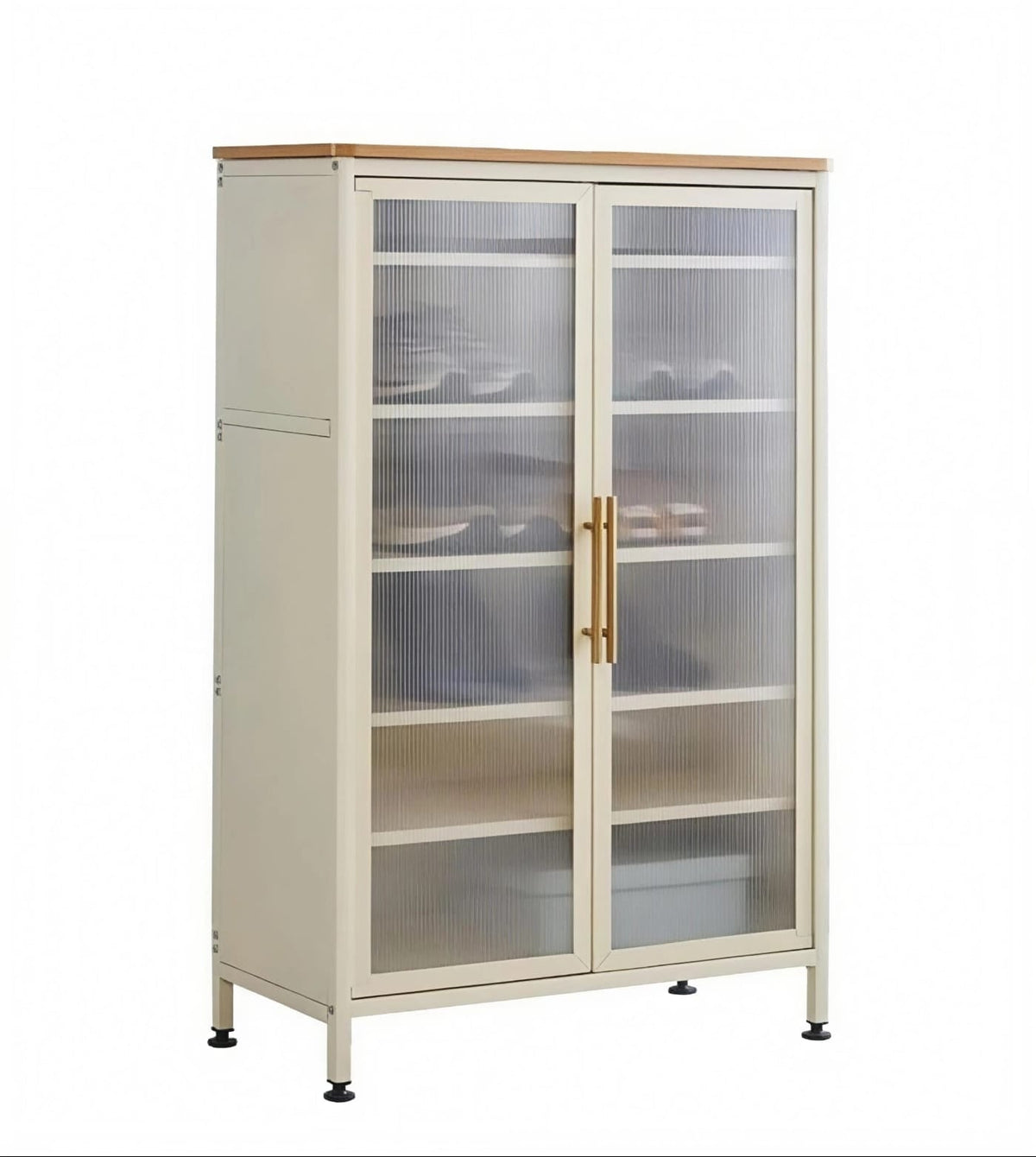 Premium metal storage cabinet with three transparent doors
