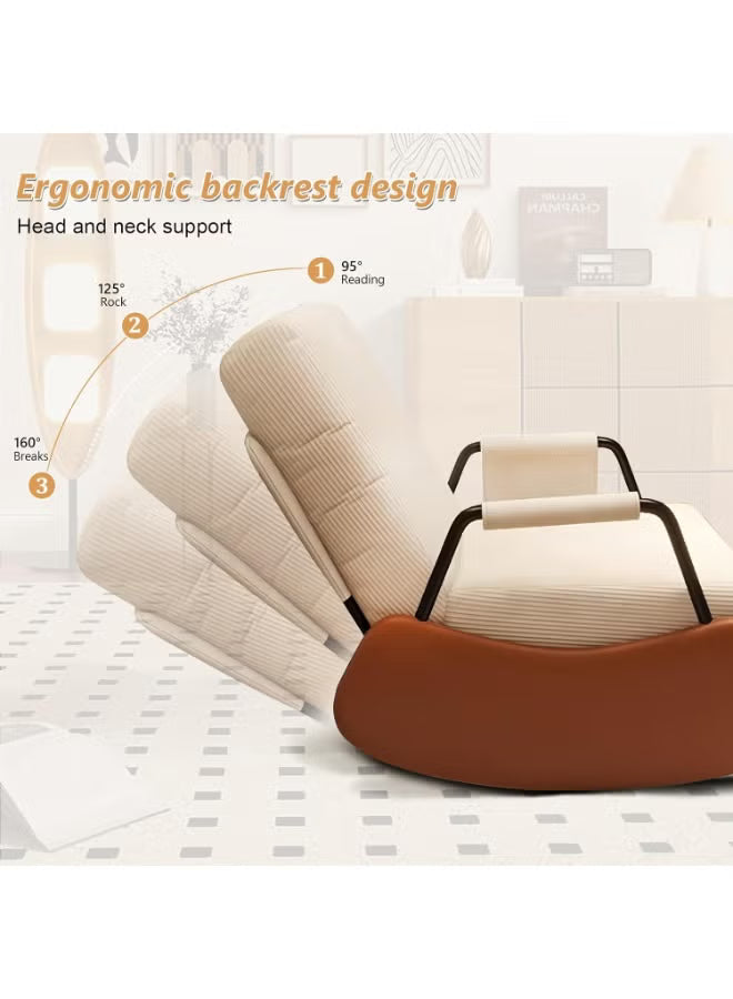 Upholstered reclining chair with gliding and rocking motion, suitable for the living room.