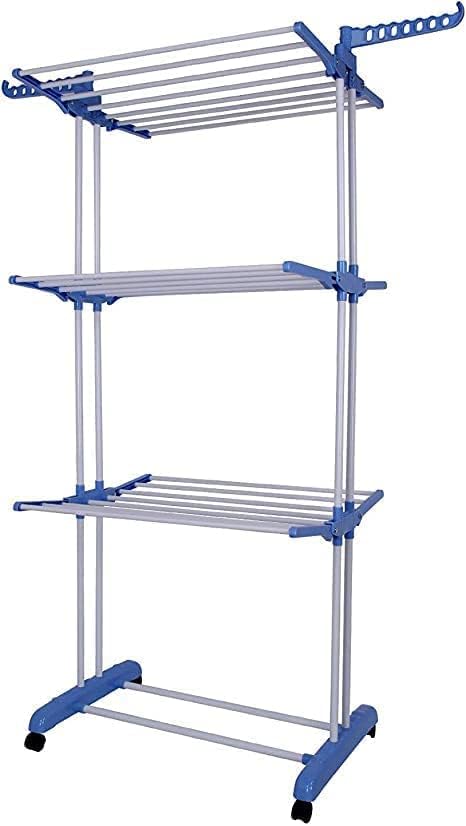 Portable 3-tier clothes drying rack with hanger holder
