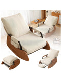 Upholstered reclining chair with gliding and rocking motion, suitable for the living room.