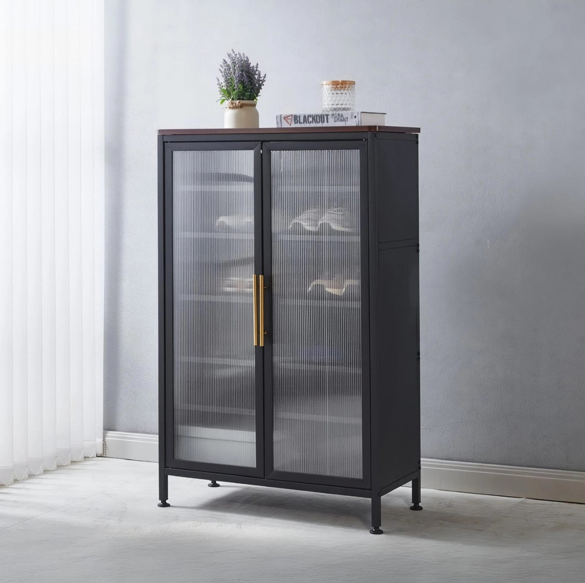 Premium metal cabinet with transparent doors