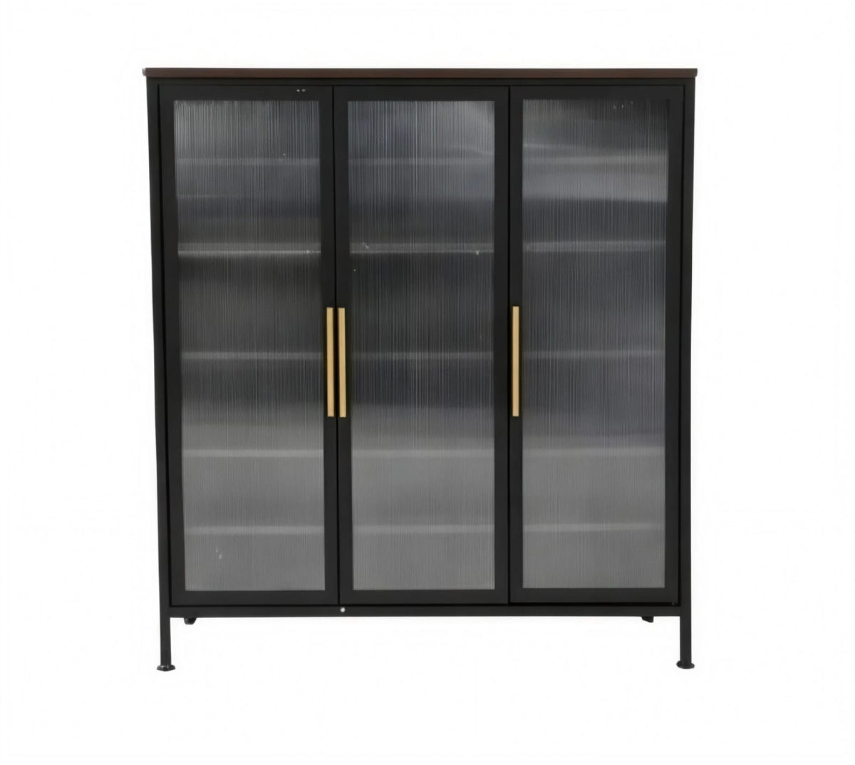 Premium metal storage cabinet with three transparent doors
