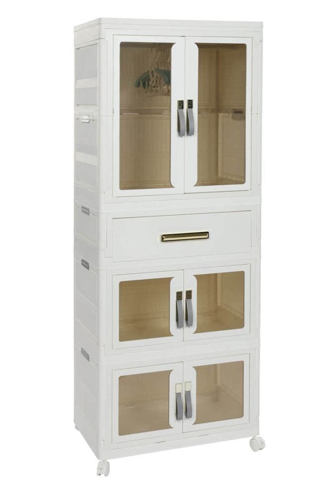 Portable, foldable white plastic wardrobe