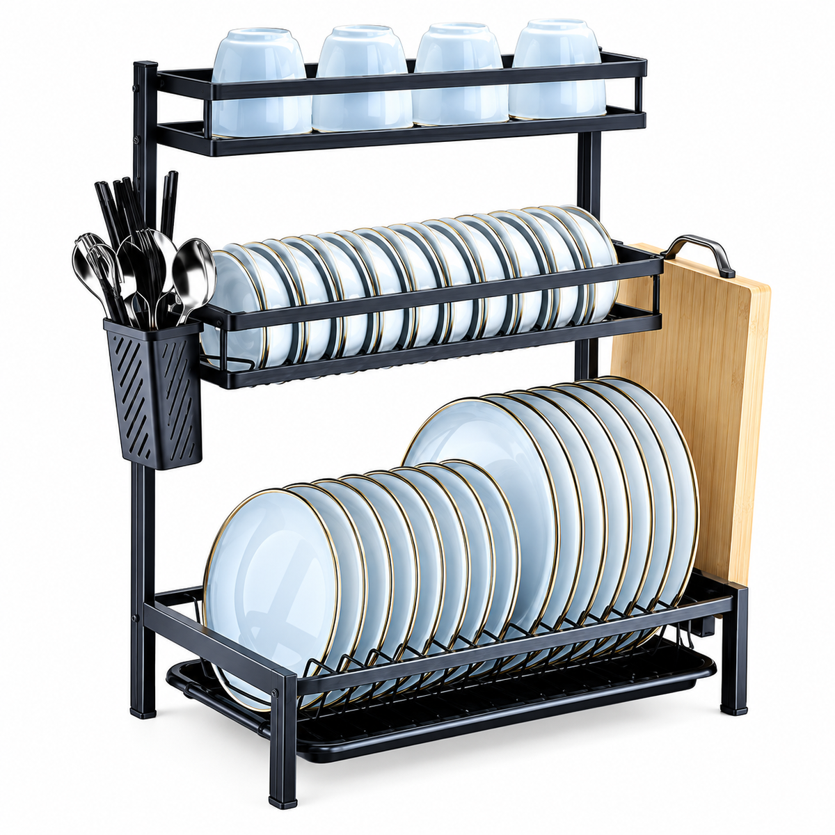 Dish drying and storage stand