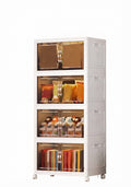 4-Tier Transparent Modular Storage Cabinet with Wheels