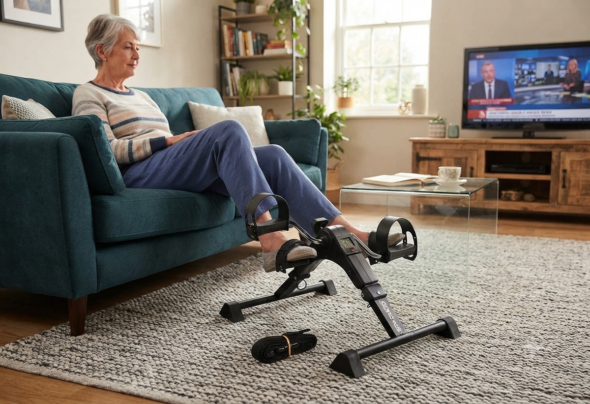 Portable Under Desk Pedal Exerciser for Arm and Leg Workout/جهاز تمرين دواسات محمول يوضع تحت المكتب لتمارين الذراعين والساقين