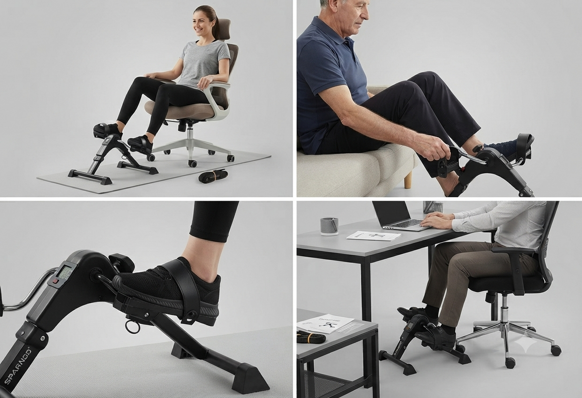 Portable Under Desk Pedal Exerciser for Arm and Leg Workout/جهاز تمرين دواسات محمول يوضع تحت المكتب لتمارين الذراعين والساقين