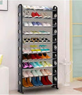 Multi-tiered vertical shoe rack