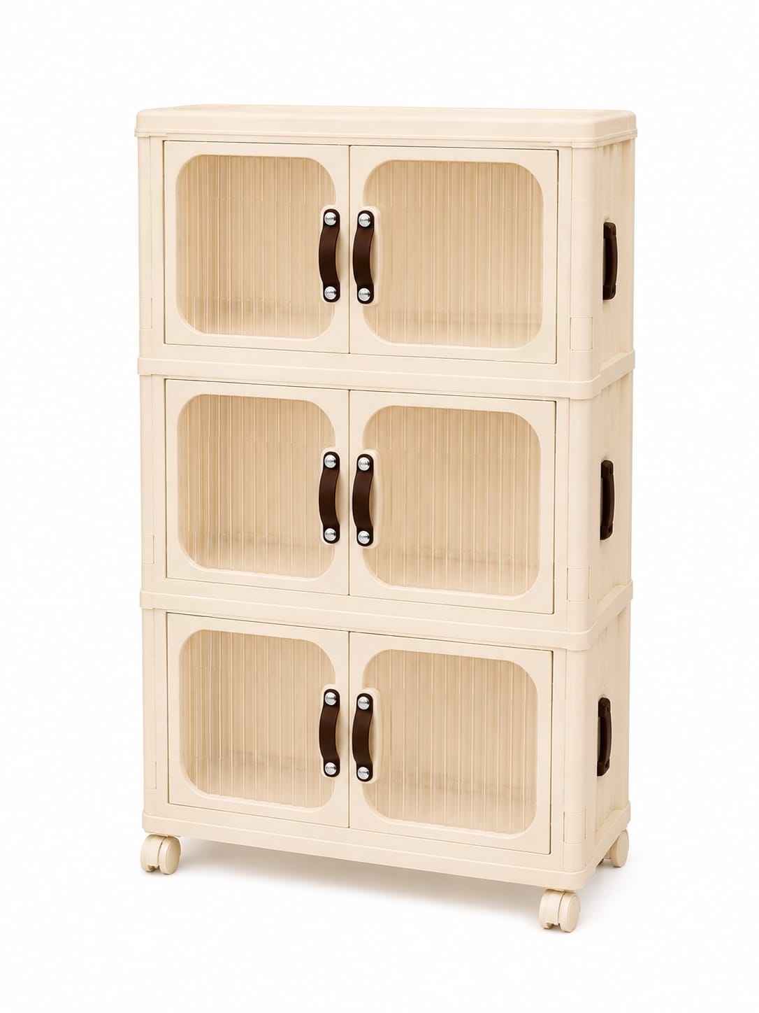 3-Tier Collapsible Storage Cabinet with Wheels