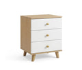 3-Drawer Side Table with Modern Scandinavian Design – Wood and White