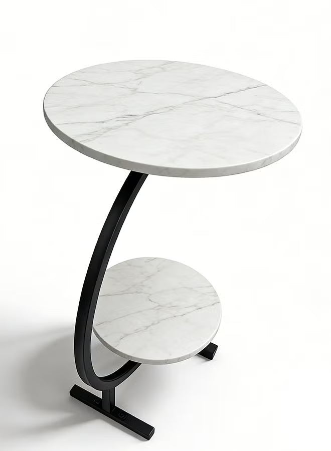 C-Shaped Round 2-Tier Side Table / End Table