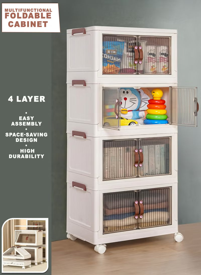 4-Tier Stackable Plastic Storage Bin Rack