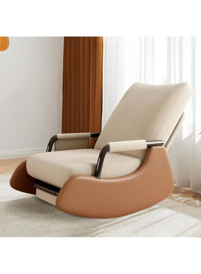 Upholstered reclining chair with gliding and rocking motion, suitable for the living room.