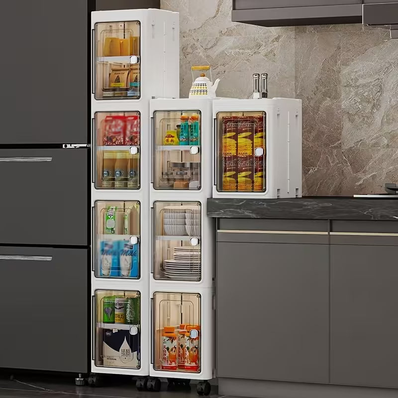 Slim multi-tier storage cabinet organizer
