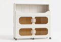 Foldable plastic storage cabinet with doors and wheels